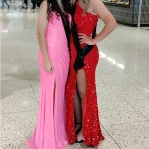 Berlin Nova Red Sequence One Shoulder Dress